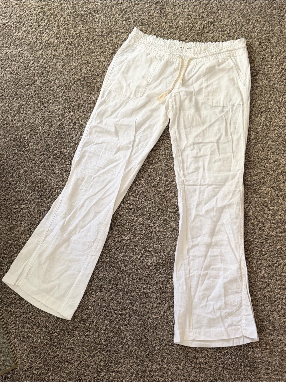 Roxy White Women's Linen-Blend Drawstring Trousers